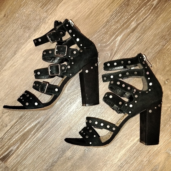 Sam Edelman Black Strappy Rhinestone Heels - Picture 4 of 6